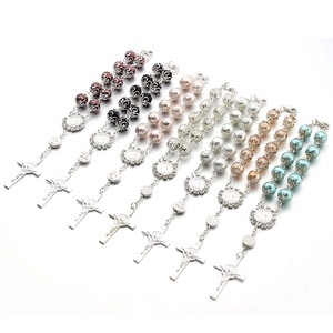 Commercio all'ingrosso di lusso <span class=keywords><strong>argento</strong></span> <span class=keywords><strong>rosario</strong></span> braccialetto di vetro perle di perle in <span class=keywords><strong>argento</strong></span> strass italiano cattolico religioso sublimazione per la preghiera - Product Image 1