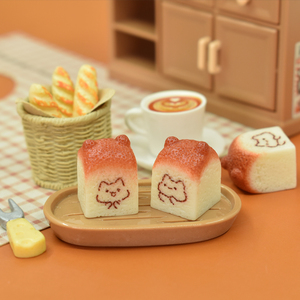 Cucciolo carino Toast in resina Flatback Cabochon casa delle bambole in miniatura cibo charm per fai da te custodia per telefono accessori decorazione - Product Image 3