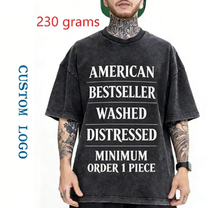Camiseta de Estilo Americano Lavada de Manga Corta, Estilo Urbano, Corte Holgado, Moda Transfronteriza, Código EE. UU., Camisas para Hombre - Product Image 1