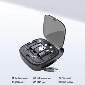 Многофункциональная Выдвижная Кабельная коробка 6 в 1 набор адаптеров для зарядного кабеля идеальный подарок настольная подставка для дорожных кабелей комплект адаптеров - Product Image 3