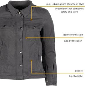 Blouson <span class=keywords><strong>de</strong></span> moto en denim certifié NAZARY LADY avec style club sexy <span class=keywords><strong>MOTOBLOUZ</strong></span> en nylon/coton, lavage moyen - Product Image 2