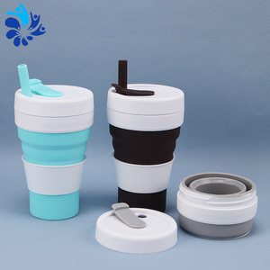 Silicone Collapsible Water <b>Bottle</b> 500Ml With <b>Straw</b> For Travel Outdoor Use - Product Image 1
