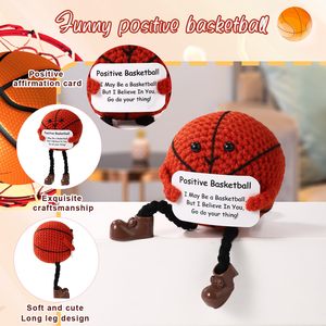 Baloncesto positivo Ganchillo Pierna larga Baloncesto de ganchillo con tarjeta de estímulo Muñecas DE APOYO DE BALONCESTO emocional de punto - Product Image 3