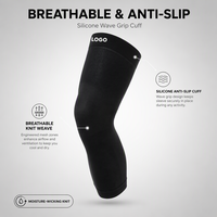 Manchon de compression long pour le genou, personnalisable avec logo, rouge et noir, pour le sport (course, basketball et fitness) - Vente en gros pour Noël