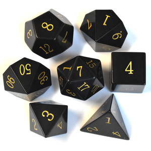 7 pièces ensemble de dés de pierres précieuses naturelles personnalisées polyèdre obsidienne noire dés Dragons et Dragons D & D RPG jeu de dés - Product Image 3
