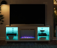 Cheminée Tv Stand Cheminée Électrique Insert Chauffage Télécommande Changement de Couleur LED Lumières Cristal Ambre Flammes