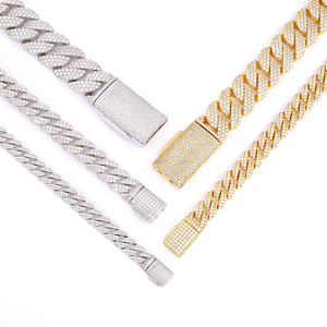 Bracelet cubain en moissanite pour homme, style arc rond, en argent 925 de luxe, largeur 8mm-20mm, bijoux de mariage - Product Image 2