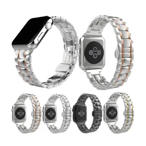 Für Apple Watch 40mm 44mm 38mm 42mm Edelstahl armband Ersatz armband Zubehör 5 Link Metall Uhren armband