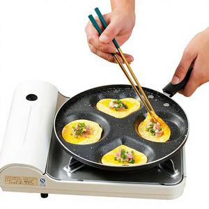 Poêle à Omelettes Écologique en Acier Inoxydable Antiadhésive à 4 Cavités pour Œufs, Crêpes, Steaks, Hamburgers et Petits-Déjeuners sur Plaque à Induction - Product Image 1