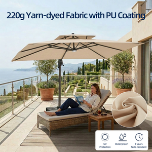 USA SHIPPING Huge 10*13FT Deck Garden Patio <strong>Parasol</strong> Aluminum Frame Pole Cantilever Umbrella <strong>with</strong> Led <strong>Light</strong> - Product Image 3
