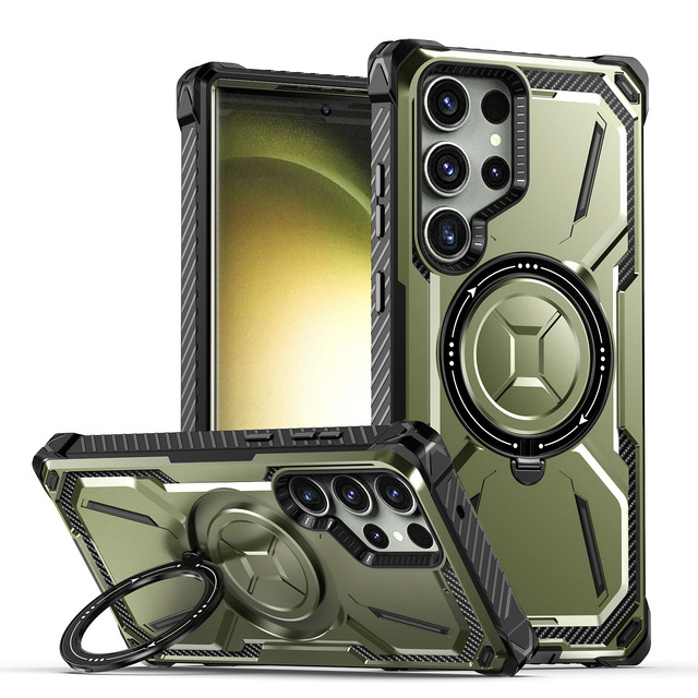 Magnetic 360 Kickstand Phone Case for Samsung Galaxy S23 Ultra S23 Plus S23 Heavy Duty Armor Protective Mobile Phone Cases