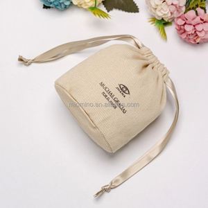 Sac à poussière en coton blanc de haute qualité à fond rond pour produits de soin de la peau Logo personnalisé Sac cosmétique à cordon de serrage en mousseline - Product Image 1
