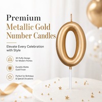 Bougie d'anniversaire en or mat avec chiffres 0-9, bougie décorative pour gâteau, sans fumée, pour fête, anniversaire, vente en gros