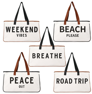 Bolso de lona, bolso de mano, bolso de playa de gran capacidad para hombre y mujer, bolso sencillo con letras impresas, para compras - Product Image 3