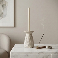 ARM LVG Portavelas de Cerámica Artesanal Estilo Toscano con Boca Ondulada, Borde Mate Beige Plegado, Tarro de Porcelana para Velas