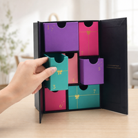 Boîte de calendrier de l'avent de Noël rigide vide personnalisée de luxe pour l'emballage de cosmétiques, de bijoux, de bougies, boîte de calendrier à double porte