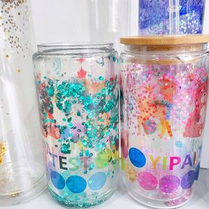 Gobelet en verre à double paroi de 12 oz pour sublimation, 25 pièces/boîte, avec paille en plastique transparente et couvercles - Product Image 4