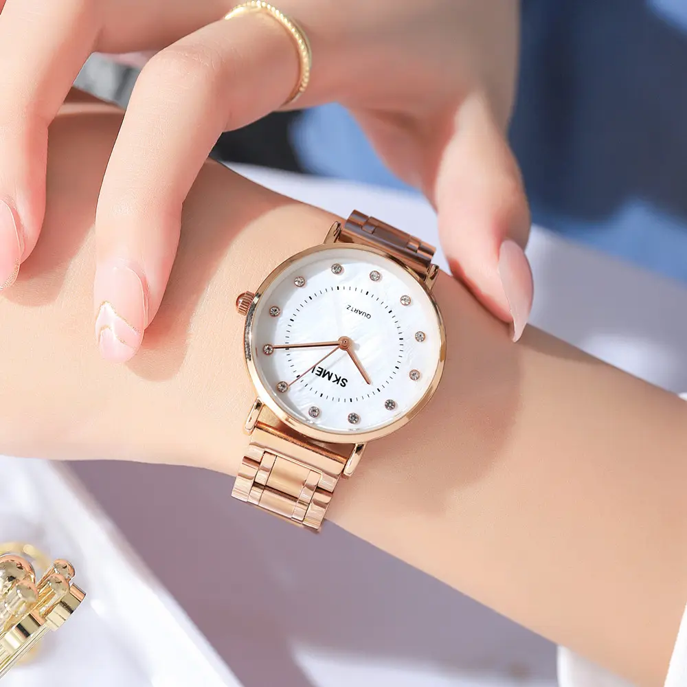 Skmei 1840 Women Rose Gold Watch Stainless Steel Clock Dress Quartz Watch Ladies