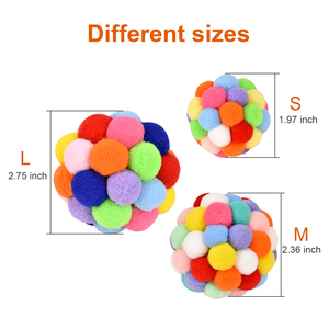 Jouets pour chats de haute qualité : bâtonnets de chat, balles élastiques avec clochettes, balles colorées en laine arc-en-ciel pour chats - Product Image 3