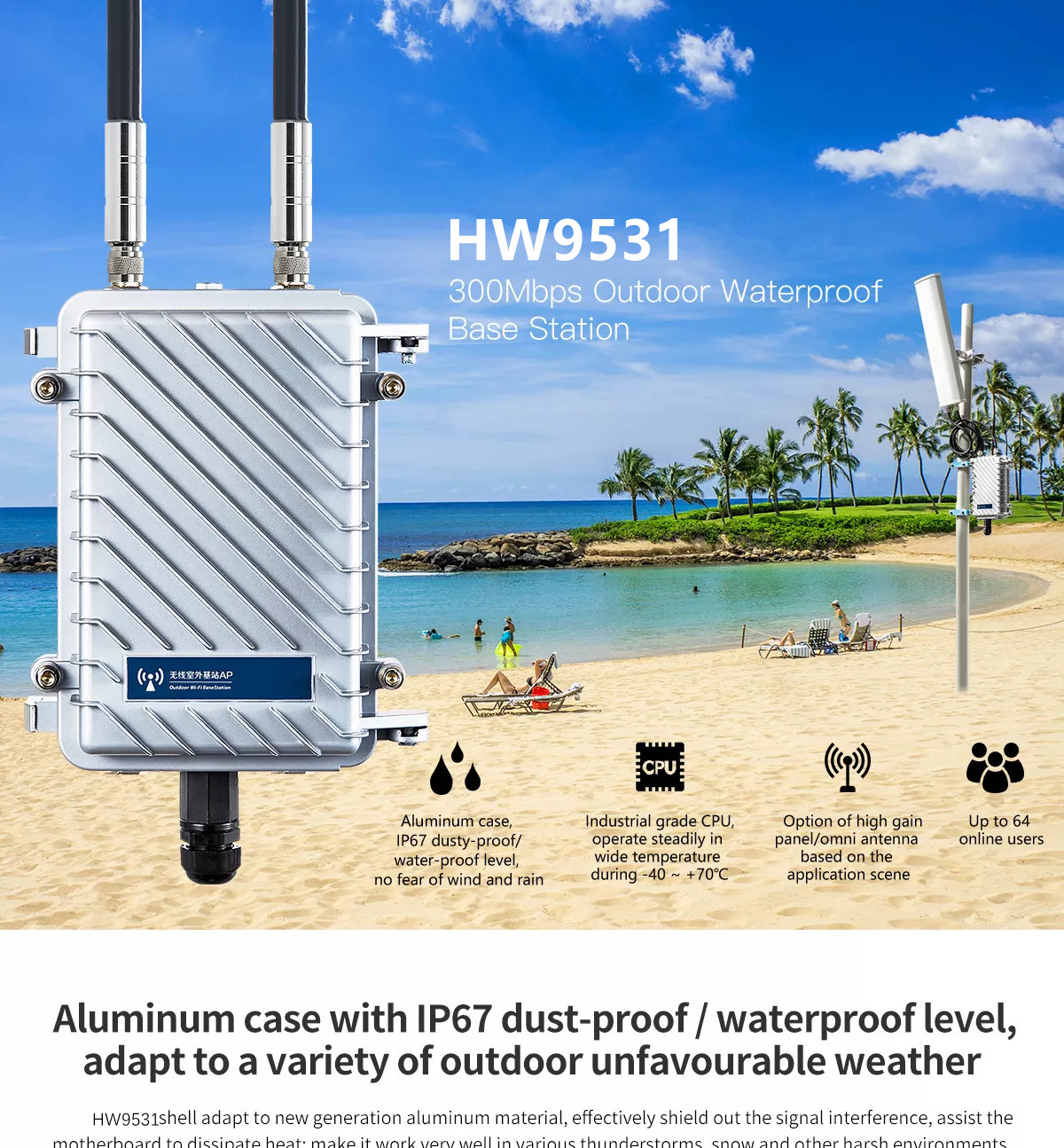 Long Range Outdoor Wireless Access Point Router WiFi cover Signal