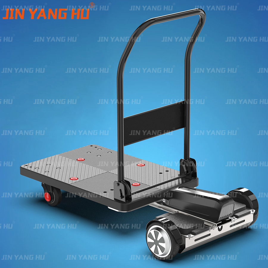 JIN YANG HU Electric Trolley Flatbed Logistics Picking Truck Turnover Folding Trolley Self-Balancing Scooter Hand Cart