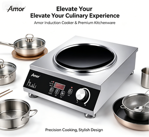 Cuisinière à induction commerciale haute puissance pour usage domestique, commande tactile AU, panneau en cristal noir, étanche, 3500W, acier inoxydable concave - Product Image 4