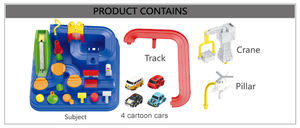 Jouets de piste de course <span class=keywords><strong>pour</strong></span> enfants, jeux de ville, ensembles de jeux de sauvetage, puzzle de <span class=keywords><strong>rail</strong></span> à assembler, fente <span class=keywords><strong>pour</strong></span> <span class=keywords><strong>rail</strong></span>, 6 boutons, aventure en voiture avec 4 voitures - Product Image 5