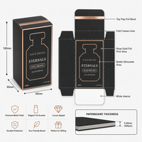 Boîte en carton personnalisée en papier couché pour flacon de parfum en velours noir avec motif rose, avec manchon de protection et fermeture démontable, pour kit d'expédition, MOQ