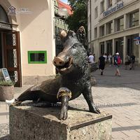 Sculpture de cochon en laiton, sanglier sauvage en bronze, taille réelle, statue d'animal de la forêt en métal