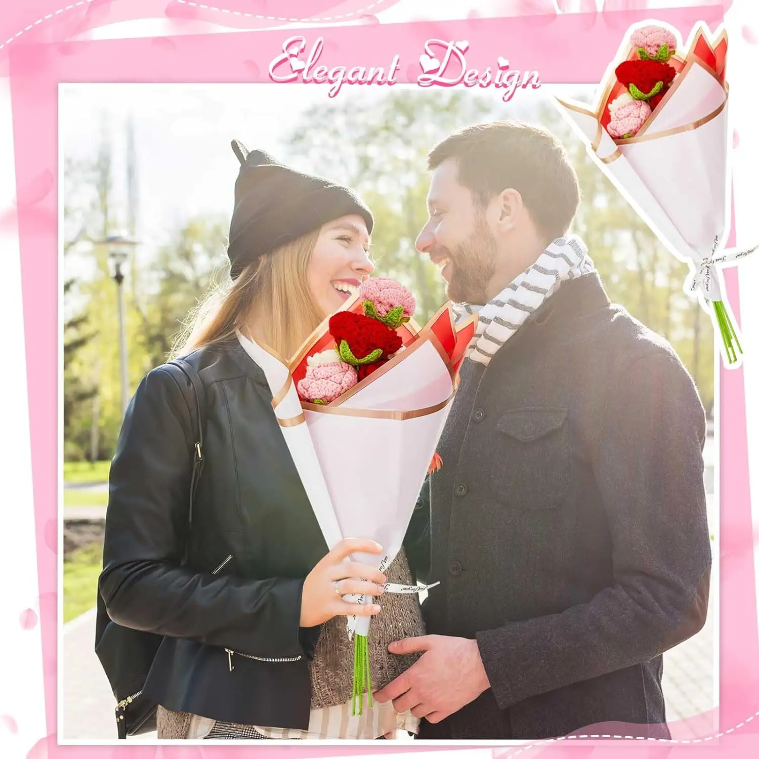 Crochet bó hoa tay dệt kim hoa hồng thích hợp cho ngày của mẹ tốt nghiệp sinh nhật đám cưới văn phòng trang trí nội thất