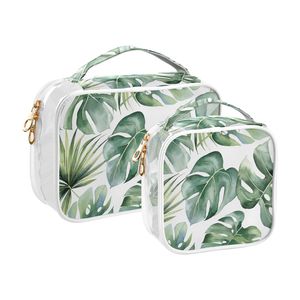 Ensemble de 2 trousses de toilette transparentes avec poignée - Pochette cosmétique transparente imperméable pour les voyages, organiseur de maquillage à emporter - Product Image 2