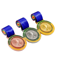 Fabrication de médailles personnalisées pour marathon, course à pied, football, judo, soccer, taekwondo, gymnastique, trophée sportif en métal doré vierge avec ruban