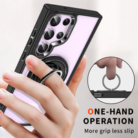 Coque de téléphone de luxe transparente en TPU+PC+anneau métallique avec support magnétique pour chargement sans fil pour S23 Ultra S23 Plus