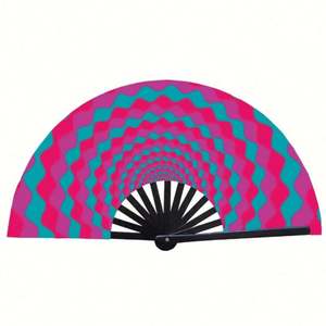 Abanico portátil grande de 33 cm ZPB Clack Fan de bambú con letras griegas, arte folclórico clásico, abanicos de mano para la hermandad Zeta Phi Beta, gigante y duradero. - Product Image 1