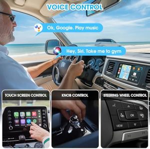 Adaptateur sans fil 2 en 1 <span class=keywords><strong>Apple</strong></span> <span class=keywords><strong>CarPlay</strong></span> et Android Auto avec Bluetooth 5.4, commande vocale, certifié CE/FCC/ROHS, compatible universel - Product Image 3