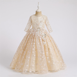 Vestito per Ragazze Nuovo Stile, Abito a Maniche Lunghe con Decorazione Floreale, Abbigliamento Principessa Britannica per Ragazze 12-16 Anni - Product Image 3