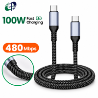Kabel USB C ke USB C 100W dengan Jalinan Nilon, Pengisian Cepat PD, Transfer Data 480Mbps, Kabel Pengisian Daya Tipe C dari Paduan Aluminium yang Tahan Lama