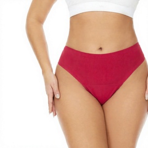 Culottes menstruelles pour femmes, culottes de règles à quatre couches anti-fuites, taille haute, sans couture, couleur unie, sous-vêtements sanitaires réutilisables, coupe confortable - Product Image 3
