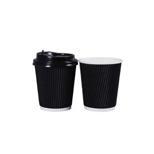 8oz 12oz 16oz Disposable <b>Corrugated</b> <b>Paper</b> Insulated Takeaway Coffee Cup with Cover Lid - Product Image 5