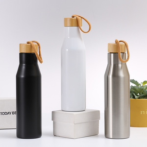 silverjet 500ml Stainless Steel Thermal Water <b>Bottle</b> With Wooden Lid Vacuum Insulated For Outdoor Home Office Use - Product Image 3