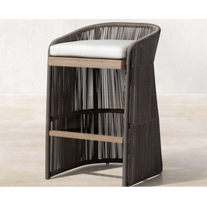 Thấp tay vịn phong cách Câu Lạc Bộ bãi biển gỗ phân đồ nội thất ngoài trời mây dệt Gỗ Tếch cao ăn ghế - Product Image 1