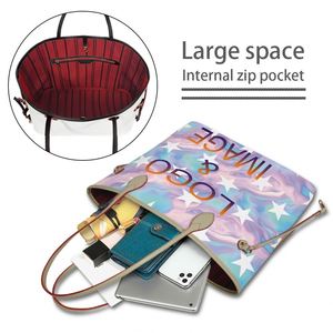 プリントオンデマンドハンドバッグカスタムレディースソフトフェイクレザートートショルダーバッグ大容量バッグショッパートラベル財布 - Product Image 4