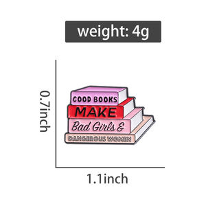 دبابيس مينا مخصصة بتصميم 'كتاب جيد يجعل الفتاة السيئة خطرة'، بروشات ملابس بتصميم 'القوة المعرفية'، مجوهرات متوفرة بالجملة - Product Image 6