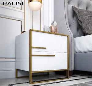 流行现代设计木制豪华风格床头柜白金床头柜带抽屉