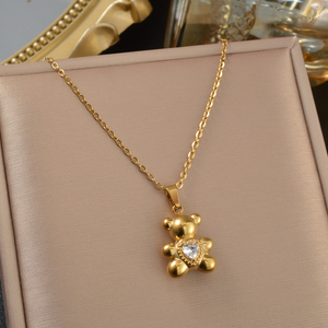 Collier en forme de cœur en cristal brillant de luxe, gravure personnalisée, acier inoxydable 316L plaqué or 18 carats, chaîne fine à maillons O - Product Image 5