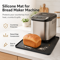 Tapis en silicone pour machine à pain, avec rebord surélevé, résistant à la chaleur, imperméable, facile à nettoyer, antidérapant, pour machine à pain, cuisine