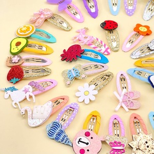 กิ๊บติดผมเด็กทำมือจากผ้า ลายการ์ตูนสัตว์ ผลไม้ ประดับเลื่อมรูปหยดน้ำ น่ารักสไตล์คาวาอี้ แบบเปิดปิดได้ ขายส่งเป็นคู่ - Product Image 3