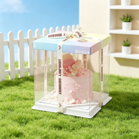 Boîte à gâteau haute YIpin Yinji 10, 11, 12, 16 pouces carrée avec fenêtre, vente en gros pour gâteaux de mariage multicouches, couvercle personnalisable avec fenêtre