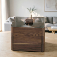Boîte de rangement multifonctionnelle en bois de noyer noir pour fruits secs, plateau carré à compartiments, boîte couverte pour graines de tournesol et collations