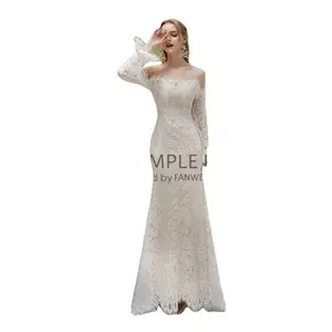 FANWEIMEI-vestido de novia bohemio VINTAGE, traje de novia elegante, 3020 imágenes reales, NUDE, n. ° 100%